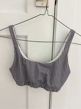 Vuori Black and White Gingham Scoop Bralette